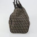 FENDI Zucchino Canvas Hand Bag Silver Brown Auth 187339A-5