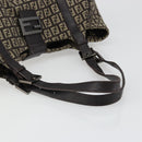 FENDI Zucchino Canvas Hand Bag Silver Brown Auth 187339A-7