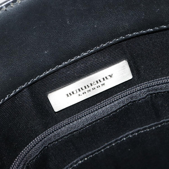 BURBERRY Tote Bag Leather Black Silver Auth 187340