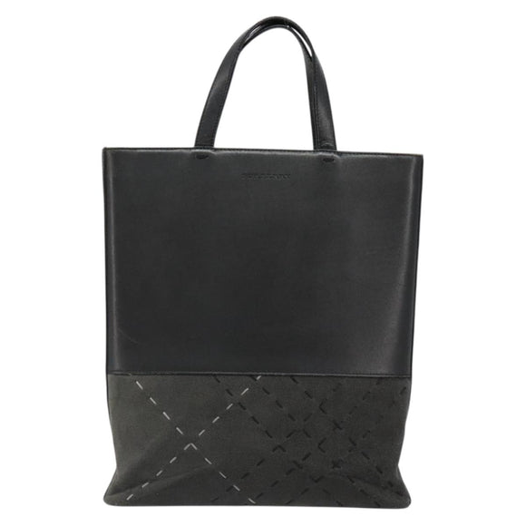 BURBERRY Tote Bag Leather Black Silver Auth 187340