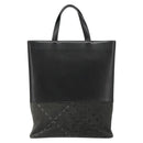 BURBERRY Tote Bag Leather Black Silver Auth 187340-2