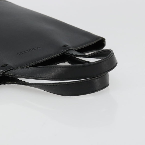 BURBERRY Tote Bag Leather Black Silver Auth 187340