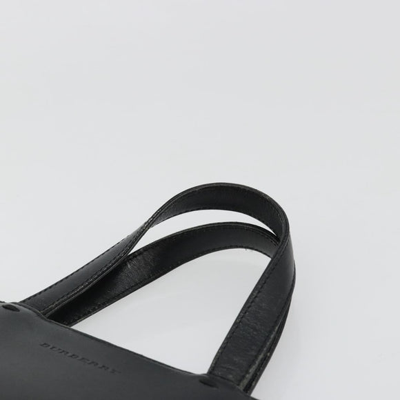BURBERRY Tote Bag Leather Black Silver Auth 187340