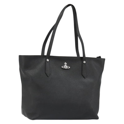 Vivienne Westwood Hand Bag Leather Black Silver Auth 187344