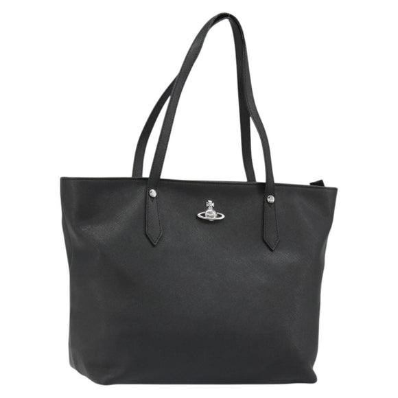 Vivienne Westwood Hand Bag Leather Black Silver Auth 187344