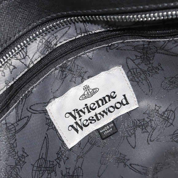 Vivienne Westwood Hand Bag Leather Black Silver Auth 187344