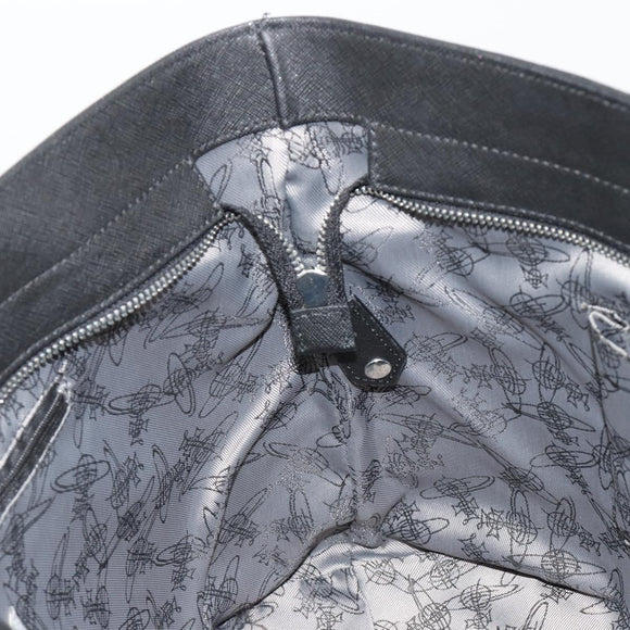 Vivienne Westwood Hand Bag Leather Black Silver Auth 187344