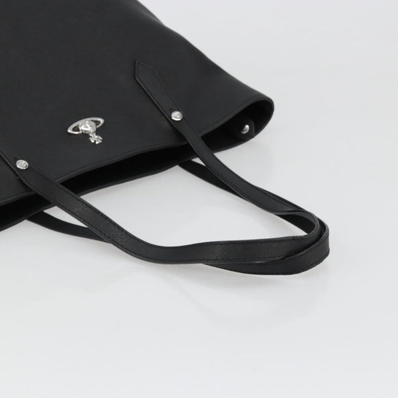 Vivienne Westwood Hand Bag Leather Black Silver Auth 187344