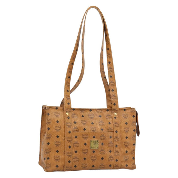MCM Vicetos Logogram Tote Bag PVC Leather Brown Gold Auth 187348