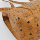 MCM Vicetos Logogram Tote Bag PVC Leather Brown Gold Auth 187348-14