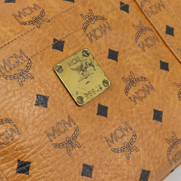 MCM Vicetos Logogram Tote Bag PVC Leather Brown Gold Auth 187348