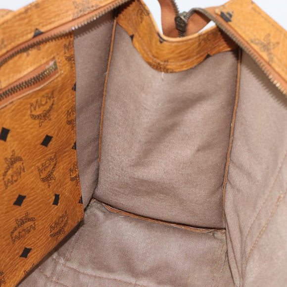 MCM Vicetos Logogram Tote Bag PVC Leather Brown Gold Auth 187348