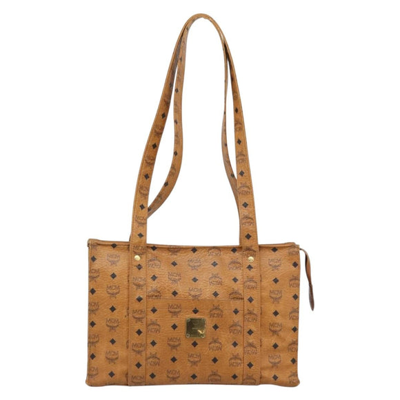 MCM Vicetos Logogram Tote Bag PVC Leather Brown Gold Auth 187348