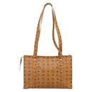 MCM Vicetos Logogram Tote Bag PVC Leather Brown Gold Auth 187348-2