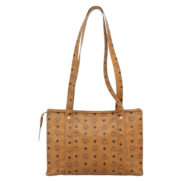 MCM Vicetos Logogram Tote Bag PVC Leather Brown Gold Auth 187348