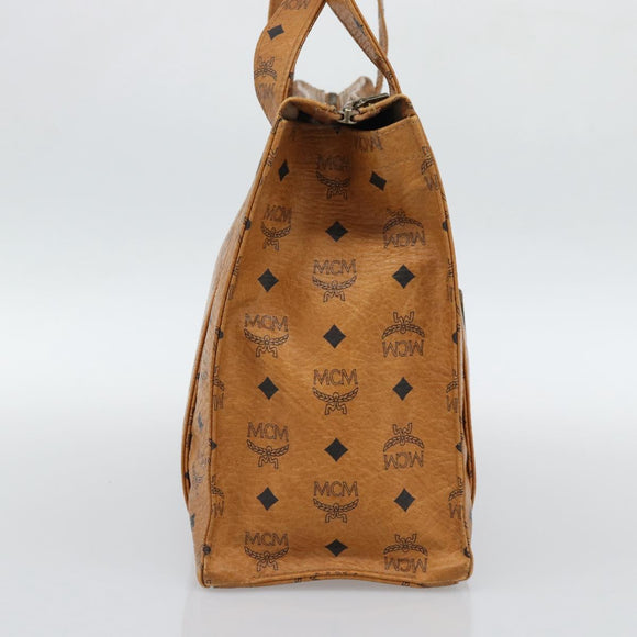 MCM Vicetos Logogram Tote Bag PVC Leather Brown Gold Auth 187348