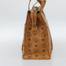 MCM Vicetos Logogram Tote Bag PVC Leather Brown Gold Auth 187348-4