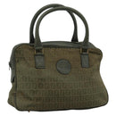 FENDI Zucchino Canvas Hand Bag Brown Green gold Auth 187350-1
