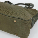 FENDI Zucchino Canvas Hand Bag Brown Green gold Auth 187350-8