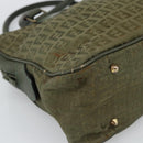 FENDI Zucchino Canvas Hand Bag Brown Green gold Auth 187350-15