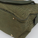 FENDI Zucchino Canvas Hand Bag Brown Green gold Auth 187350-16