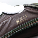FENDI Zucchino Canvas Hand Bag Brown Green gold Auth 187350-10