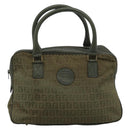 FENDI Zucchino Canvas Hand Bag Brown Green gold Auth 187350-13