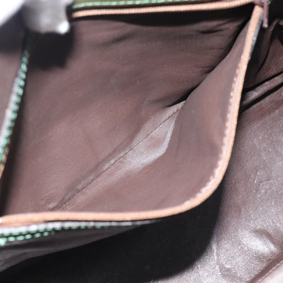 FENDI Zucchino Canvas Hand Bag Brown Green gold Auth 187350