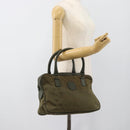 FENDI Zucchino Canvas Hand Bag Brown Green gold Auth 187350-22
