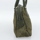 FENDI Zucchino Canvas Hand Bag Brown Green gold Auth 187350-3