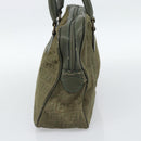 FENDI Zucchino Canvas Hand Bag Brown Green gold Auth 187350-4