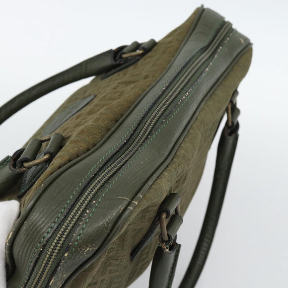 FENDI Zucchino Canvas Hand Bag Brown Green gold Auth 187350