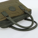 FENDI Zucchino Canvas Hand Bag Brown Green gold Auth 187350-7
