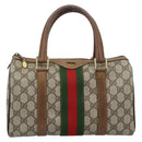GUCCI GG Supreme Web Sherry Line Boston Bag PVC Beige Gold 40 3841 Auth 187351-13