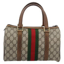 GUCCI GG Supreme Web Sherry Line Boston Bag PVC Beige Gold 40 3841 Auth 187351-2
