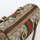 GUCCI GG Supreme Web Sherry Line Boston Bag PVC Beige Gold 40 3841 Auth 187351-6
