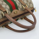 GUCCI GG Supreme Web Sherry Line Boston Bag PVC Beige Gold 40 3841 Auth 187351-7
