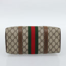GUCCI GG Supreme Web Sherry Line Boston Bag PVC Beige Gold 40 3841 Auth 187351-5