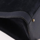 GUCCI Bamboo Hand Bag Suede Navy Gold 002 1096 0260 Auth 187352-15