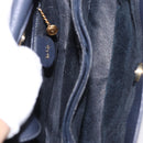 GUCCI Bamboo Hand Bag Suede Navy Gold 002 1096 0260 Auth 187352-10