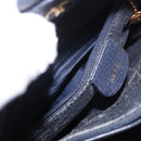 GUCCI Bamboo Hand Bag Suede Navy Gold 002 1096 0260 Auth 187352-11