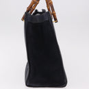 GUCCI Bamboo Hand Bag Suede Navy Gold 002 1096 0260 Auth 187352-4
