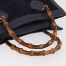 GUCCI Bamboo Hand Bag Suede Navy Gold 002 1096 0260 Auth 187352-7