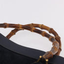 GUCCI Bamboo Hand Bag Suede Navy Gold 002 1096 0260 Auth 187352-8
