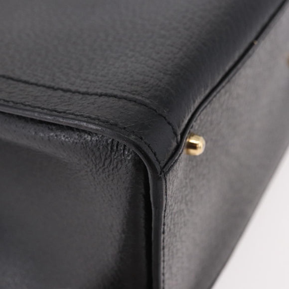 GUCCI Bamboo Tote Bag Leather Black Gold 002 2853 0260 0 Auth 187353