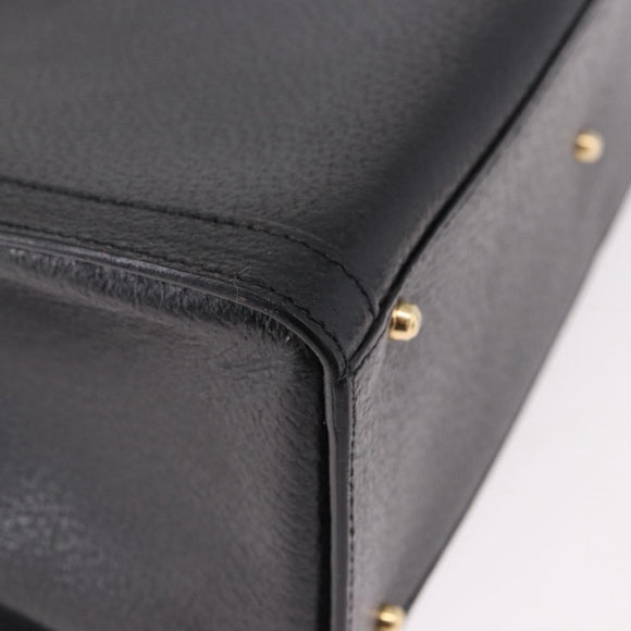 GUCCI Bamboo Tote Bag Leather Black Gold 002 2853 0260 0 Auth 187353
