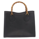 GUCCI Bamboo Tote Bag Leather Black Gold 002 2853 0260 0 Auth 187353-3