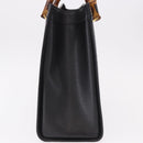 GUCCI Bamboo Tote Bag Leather Black Gold 002 2853 0260 0 Auth 187353-4