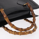 GUCCI Bamboo Tote Bag Leather Black Gold 002 2853 0260 0 Auth 187353-7