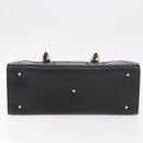 GUCCI Bamboo Tote Bag Leather Black Gold 002 2853 0260 0 Auth 187353-9